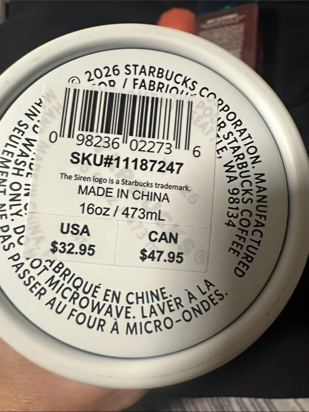 Starbucks branded tumbler